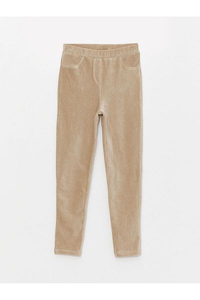 LC Waikiki Girl's Velvet Trousers with Elastic Waist