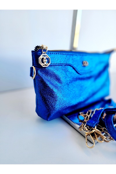 OUEEN ELİZABETH Geantă de mână pentru femei, din piele artificială, albastru noapte strălucitor (dimensiune mică)