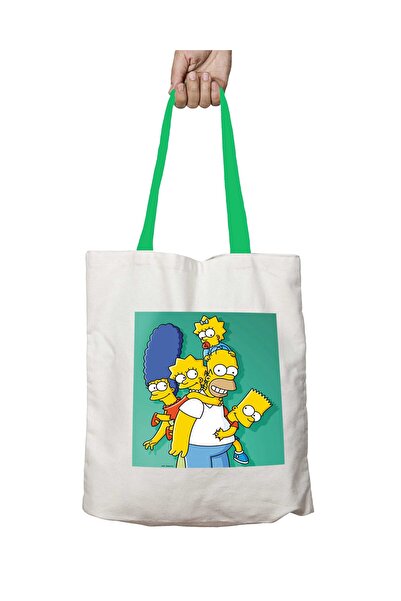 ART HEDİYE حقيبة كتف سمبسون قابلة للغسل بمقبض أخضر