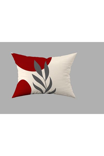 Şah Dekor Bohemian Boho Themed Red Gray Cream Color Digital Printed Gift 2-Piece Throw Pillow Pillowcase Set