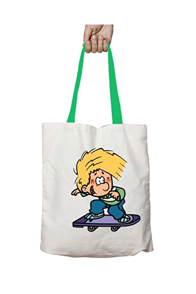 ART HEDİYE حقيبة كتف سيدريك سكيت لاين قابلة للغسل بمقبض أخضر