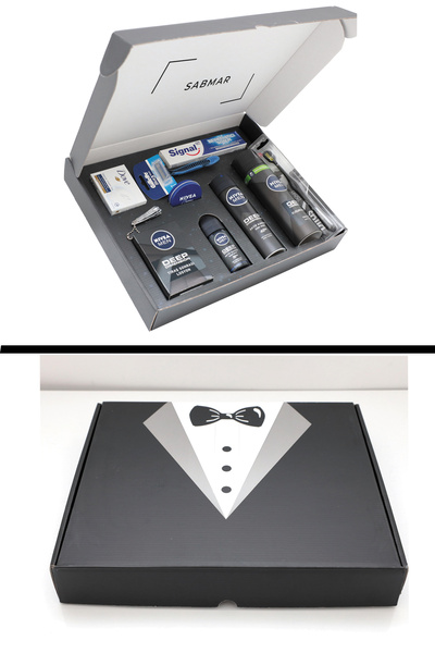 NIVEA Erkek Bohçası Damat Nişan Bohça Seti Erkek Bakım Seti Çeyiz Kutusu 11 Parça 2023018dkn