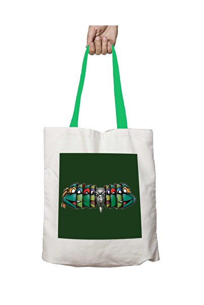 ART HEDİYE حقيبة كتف قابلة للغسل بمقبض أخضر من The Ninja Teenage Mutant Ninja...