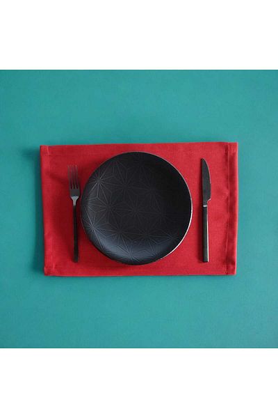 PİKKO HOME 6-Piece Red Velvet Textured American Service (Swinning)