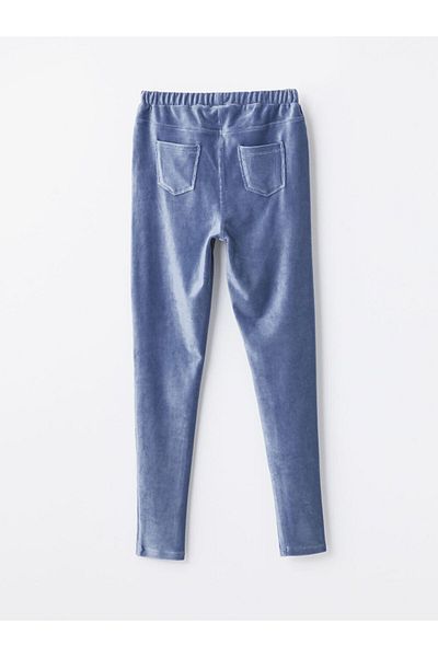 LC Waikiki LCW Kids Indigo Leggings din catifea pentru fete cu talie elastică