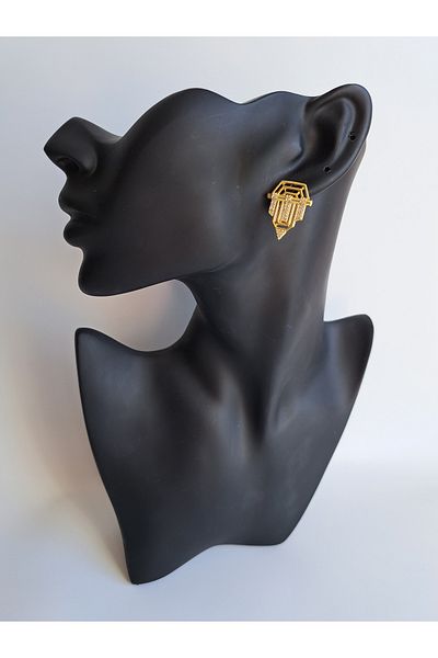 BHR AKSESUAR Gold Zircon Stone Earrings