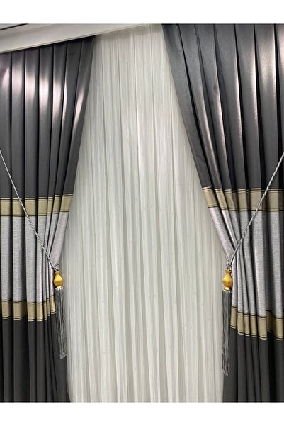beatiful Tulle Curtain Silver Striped 1/3 Tight Pleated Pipe Pleat Heavy Weight New Season
