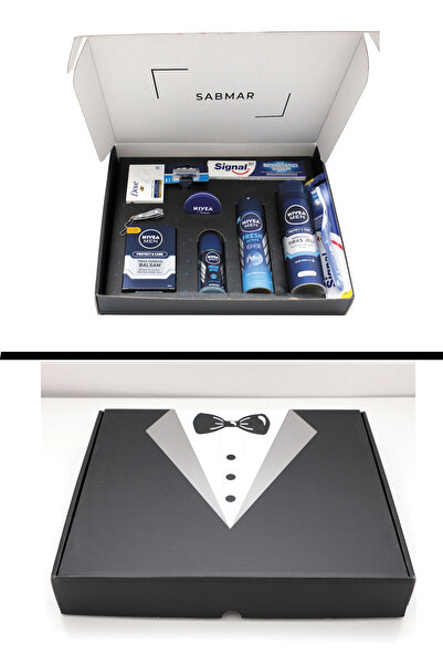 NIVEA Erkek Bohça Seti Damat Bohçası Nişan Bohçası Çeyiz Kutusu 11 Parça 2023036ch