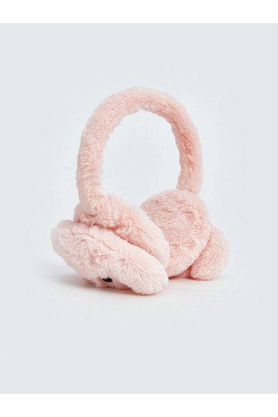 LC Waikiki ACCESORII LCW Cască de urechi de pluș pentru fete cu detaliu de broderie roz