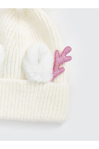 LC Waikiki LCW ACCESSORIES Ecru Pompom Detaillierte Baskenmütze für Mädchen