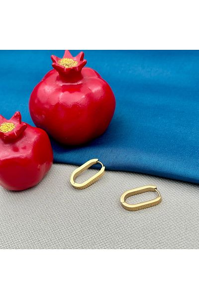 Opia Takı & Aksesuar Steel Ellipse Hoop Earrings