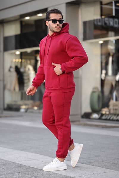 Mens burgundy sweatsuit cheap
