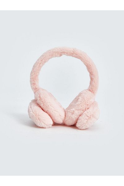 LC Waikiki ACCESORII LCW Cască de urechi de pluș pentru fete cu detaliu de broderie roz