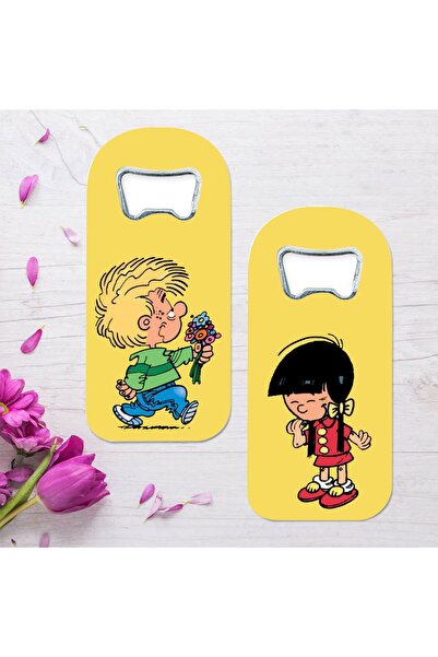 HEDİYENE BAK 2'li Sevgili Özel Tasarımlı Oval Uzun Açacaklı Magnet