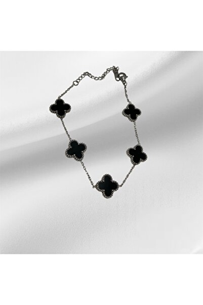 ırmco Bileklik Çelik Yonca Bileklik Siyah Gümüş