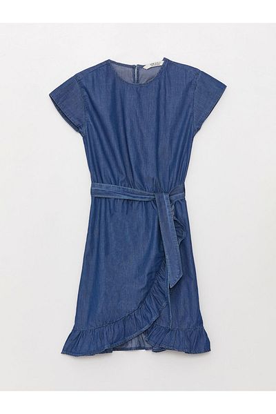 LC Waikiki LCW Kids Bike Collar Short Sleeve Girl's Jean Dress