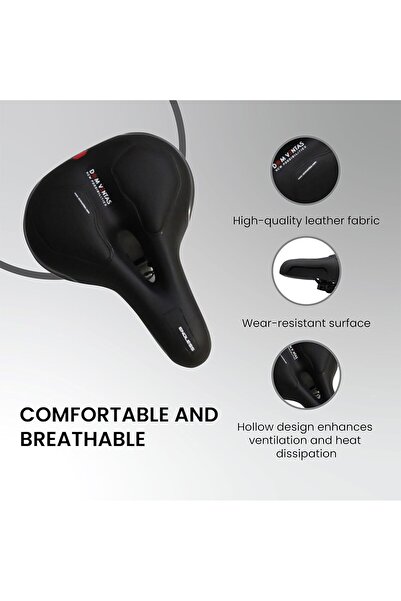 Endless Sleek Cycle Seat With Reflective Strip | Pu Material | Shock Absorbing | Black