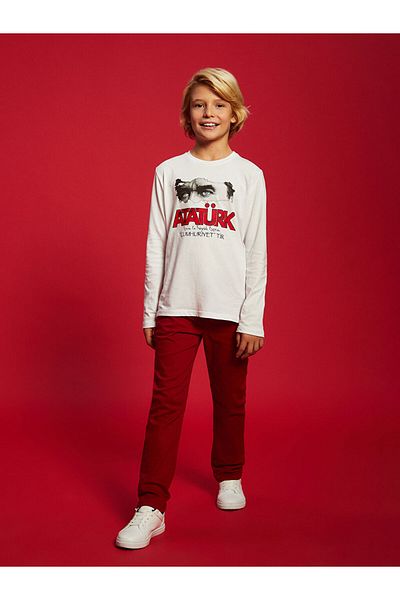LC Waikiki Lcw Kids Red Boys' Trousers - Elastic Waist