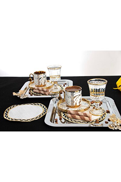 PLT Design 6-Piece Linen Linen Round Coffee Serving Bowl - Side Cocktail Party Luxury Embroidery Napkin