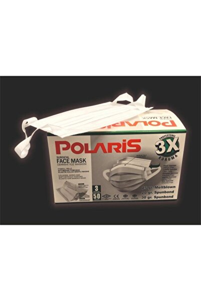 Polaris 150 Adet 3 Katlı Cerrahi Maske Beyaz