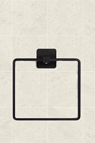 MG HOME حامل مناشف مربع أسود - مثقاب لولبي لاصق، يمكن تعليقه على الحائط في مط...