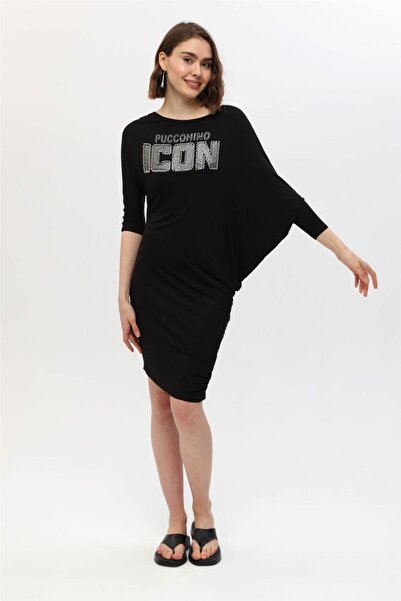 HomeStore Elbise*puccohino Icon*taş Baskı - Siyah