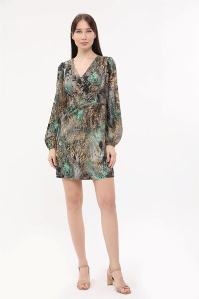 HomeStore V Yaka Desenli Elbise