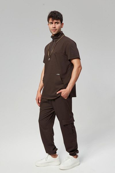 Çatı Medikal Extreme Cool Man - Set de tricou pentru medic asistentă din Lycra dublu direcție premium (BĂRBAȚI), maro amar