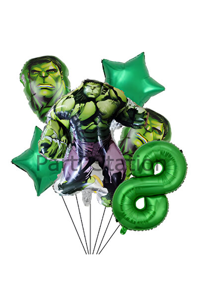 Parti Station Avengers Hulk 8 Yaş Doğum Günü Balon Set Hulk Tema Doğum Günü P...