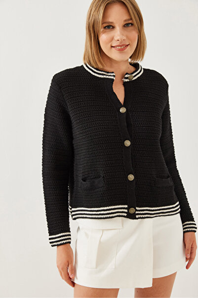 Bianco Lucci Women's Buttoned Pocket Detailed Knitwear Cardigan 20246247