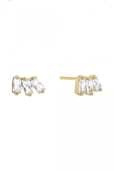 Gimora Kadın Monica Üç Baget Taşlı Küpe - Gold