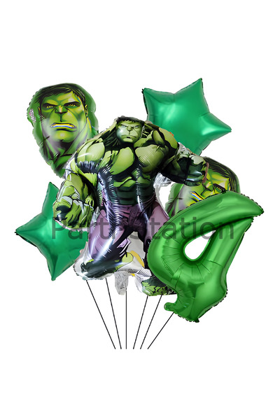 Parti Station Avengers Hulk 4 Yaş Doğum Günü Balon Set Hulk Tema Doğum Günü P...