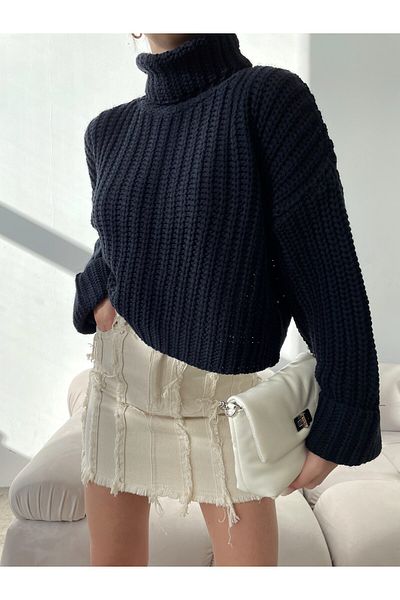 Elilook Pulover de damă cu gât tricotat premium tricot supradimensionat