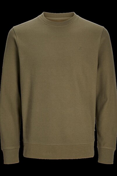 Jack & Jones Ανδρικό φούτερ με λαιμόκοψη χακί 12259351_JPRBLAROWAN STRUCTURED...