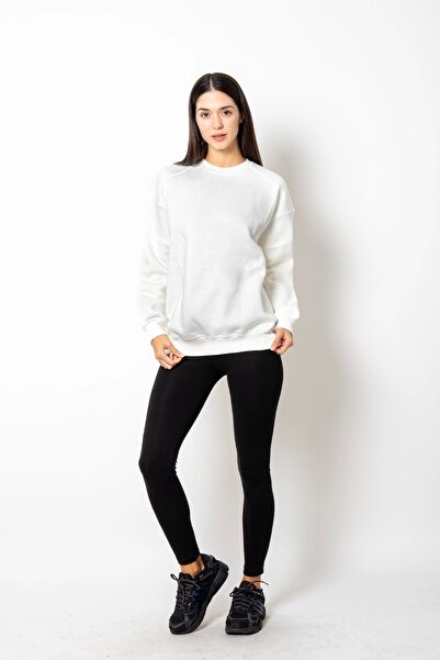 Bak Moda Λευκό φούτερ με βασική λεπτομέρεια ραφής