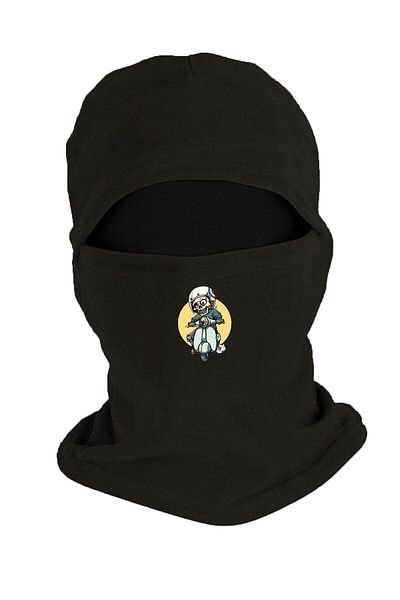 Fanze Winter Black Fleece Snow Mask - Skull Riding Motor Printed, Rnz1287