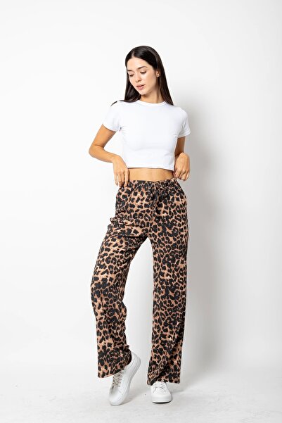 Bak Moda Sa leopard dezenom Konac B Na vezivanje Smeđe pantalone
