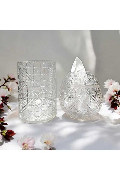 AYZ HOME Glass Napkin Holder and Dump - Cut Crystal