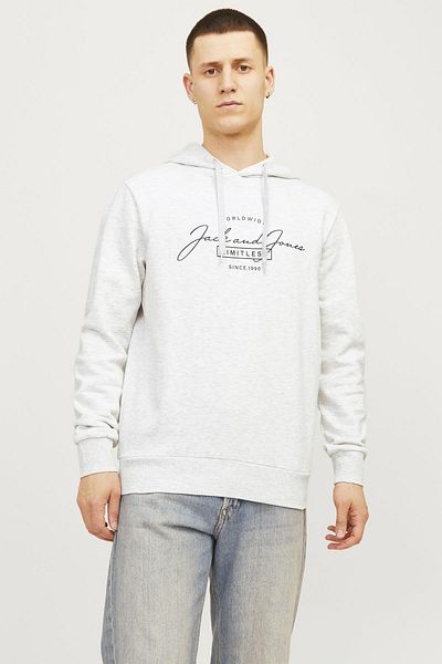Jack & Jones Bărbați Sweatshirt alb 12256838 Jjferris Sweat Hood