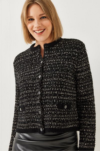 Bianco Lucci Women's Patterned Pocket Knitwear Cardigan 20246238