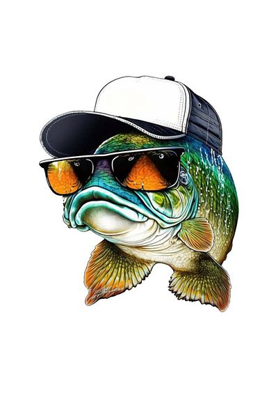 MegaSticker Autocolant Cool Fish 13x11 Cm - Autocolant pentru mașină, motocicletă, cască, laptop, sticlă