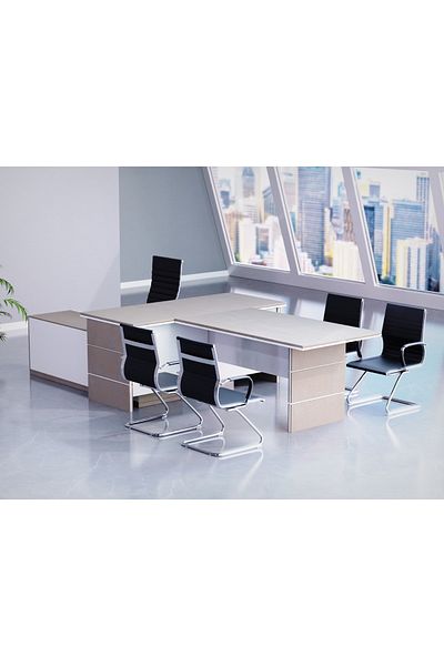 Mahmayi Light Concrete Prem White ED5-LSLCW Executive Desk 320 cm