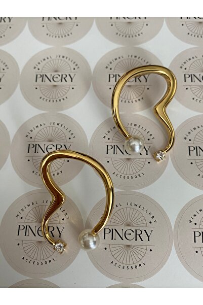 Pinery Jewels Tek Taşlı Top İncili Paslanmaz Çelik Kadın Küpe Çifti