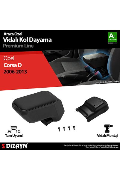 S Dizayn For Opel Corsa D Armrest Armrest Abs with Screws Black 2006-2013 High Quality