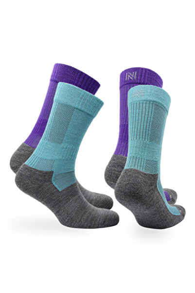 NORFOLK Leonardo Merino Wool Outdoor - Κάλτσες πεζοπορίας 2 Πακέτο, Μωβ Μπλε