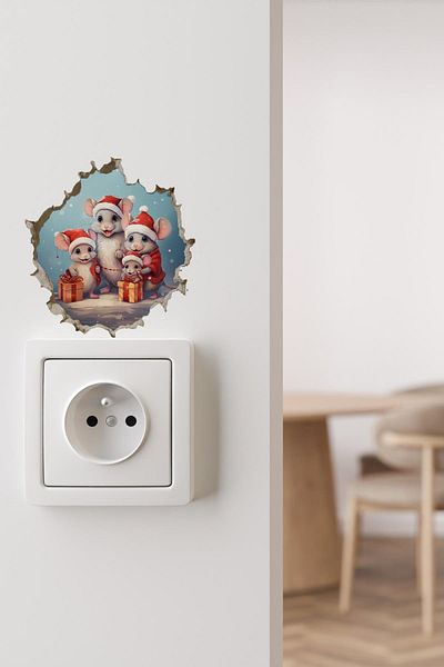 MSticker Μίνι αυτοκόλλητο με θέμα την Πρωτοχρονιά Αυτοκόλλητο Πρίζα Πρωτοχρονιάτικο Μίνι Αυτοκόλλητο Πρωτοχρονιάς