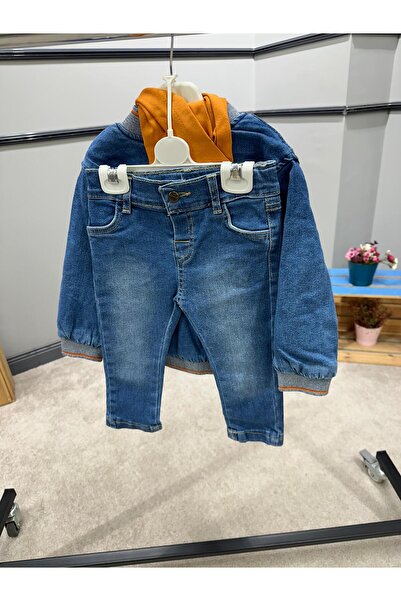 Bubbly Erkek Çocuk İçi Peluşlu Kot Ceket 3lü Takım