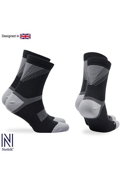 NORFOLK Професионални чорапи за бягане Valencia SC Compression черно/сиви