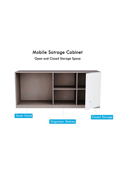 Mahmayi Light Concrete-Premium White ED4-LSLCW Executive Desk 180 cm