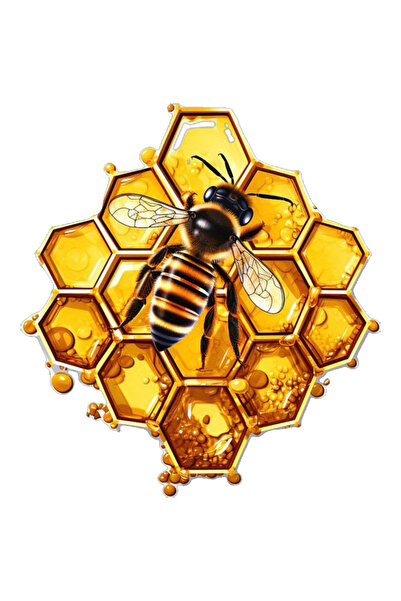 Hobi Butik Arı ve bal peteği Sticker Araba, Motorsiklet, Kask, Laptop, Cam St...